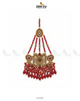 Shyama Beaded Pearl Jhumar Red - Zeesy Jewellery