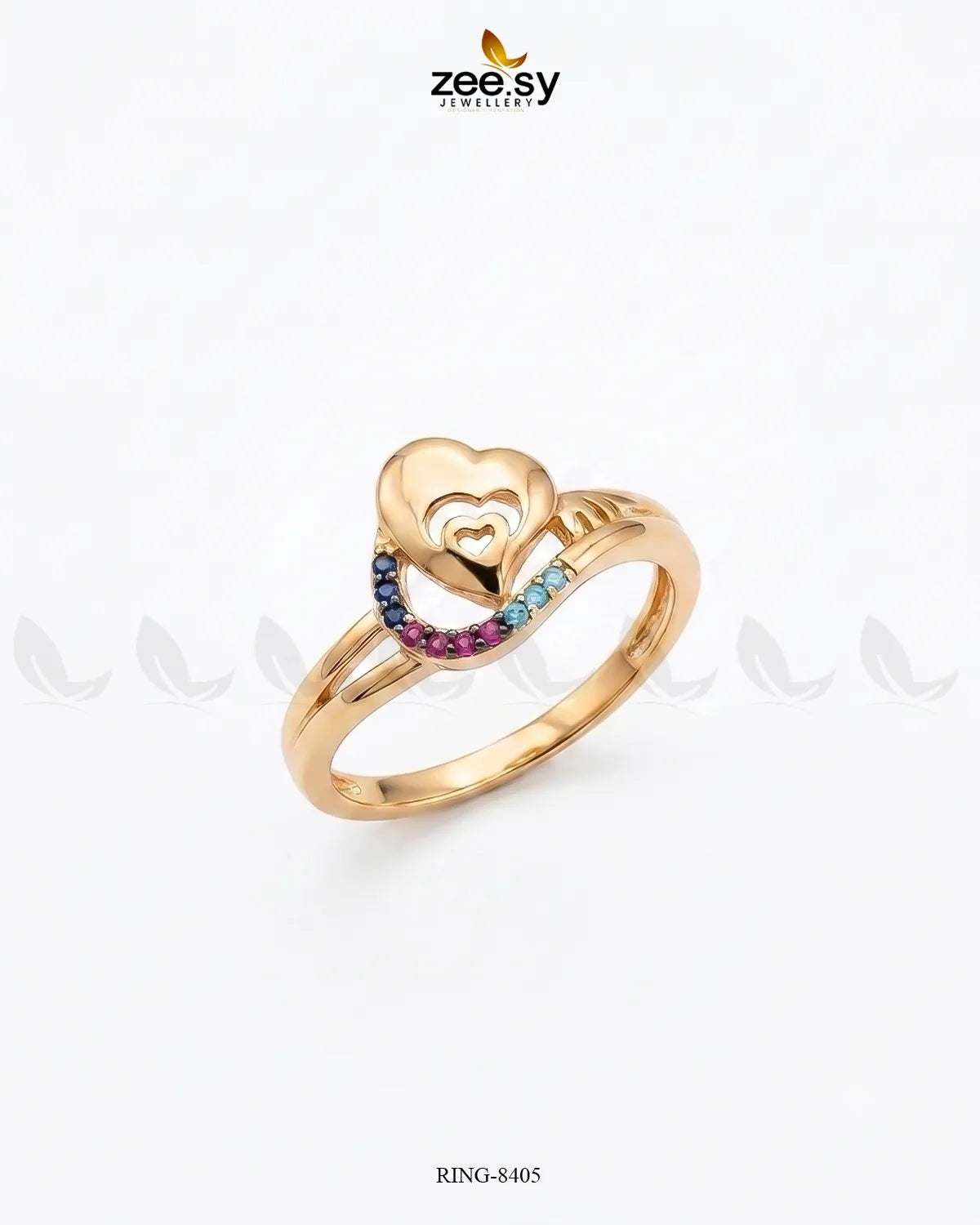 Nested Heart Curved Gemstone Ring