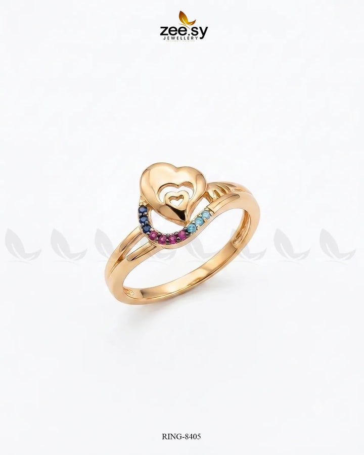 Nested Heart Curved Gemstone Ring