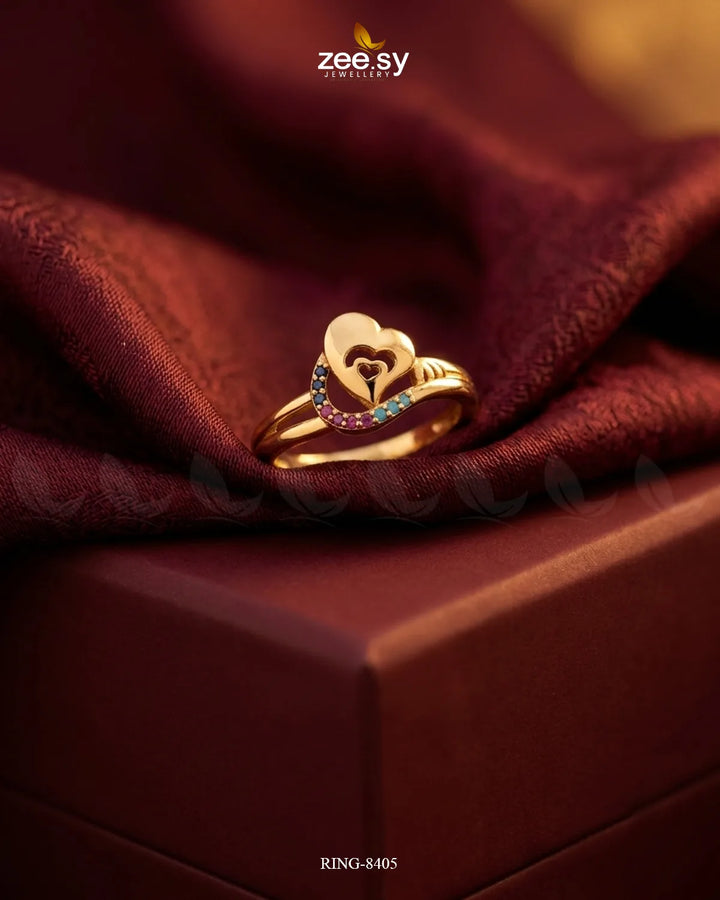 Nested Heart Curved Gemstone Ring