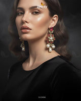 Floral Crystal Pearl Drop Earrings - Zeesy Jewellery