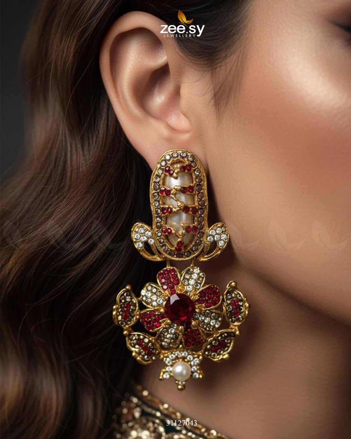 Emerald Turkish Mother Pearl Earrings - Zeesy Jewellery