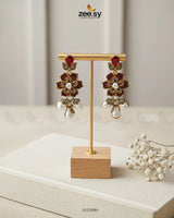 Floral Crystal Pearl Drop Earrings - Zeesy Jewellery