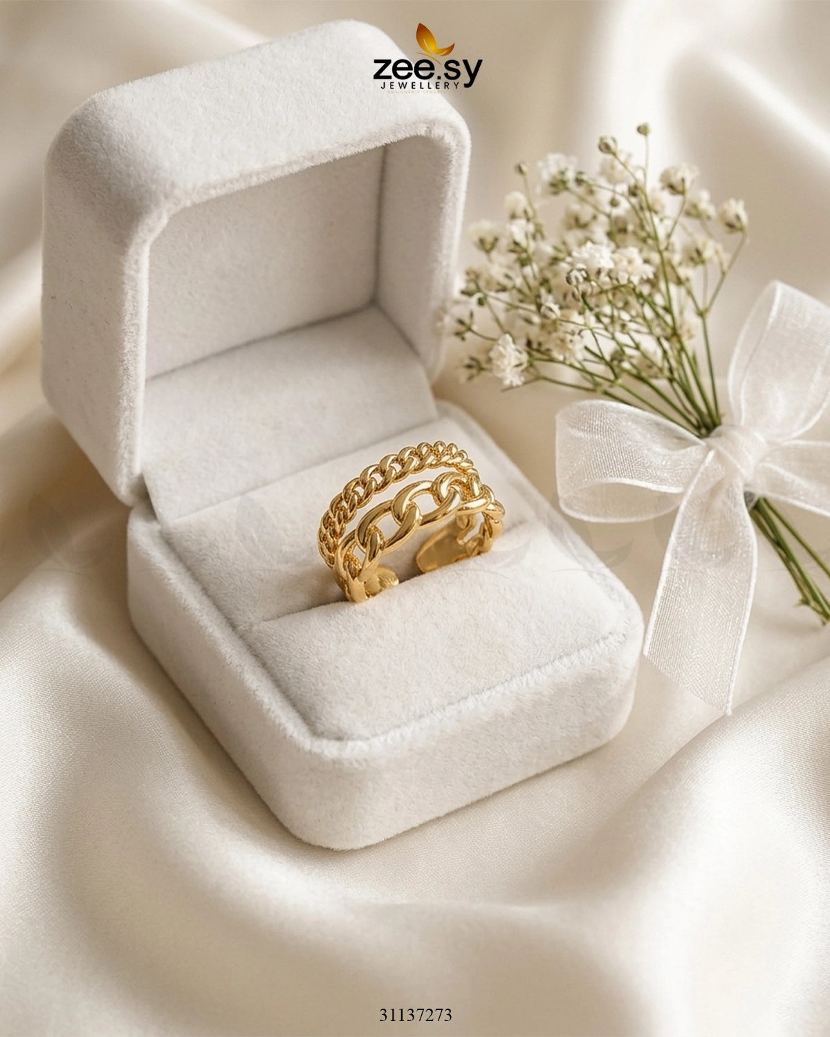 Radiant Morning Dew Gilded Ring