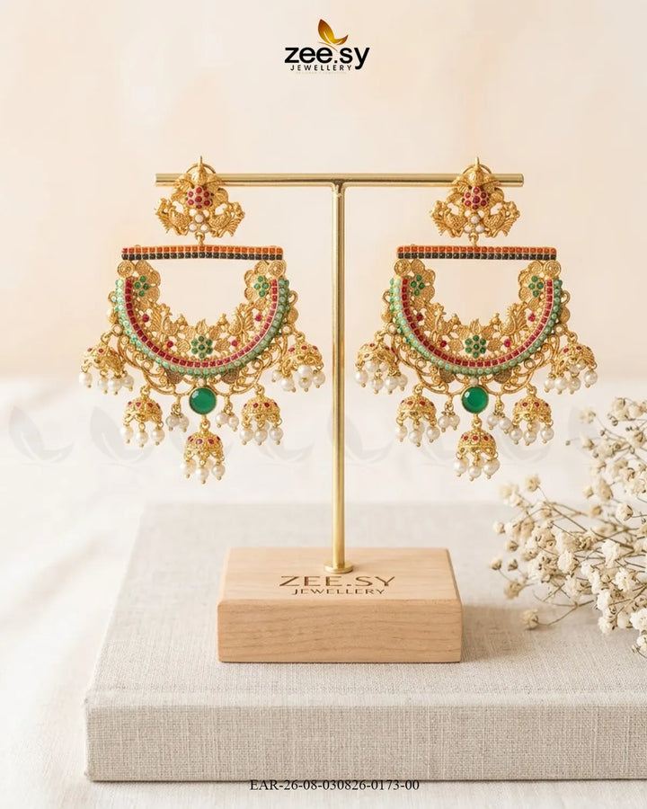 Rangmahal Chandbali Pearl Earrings