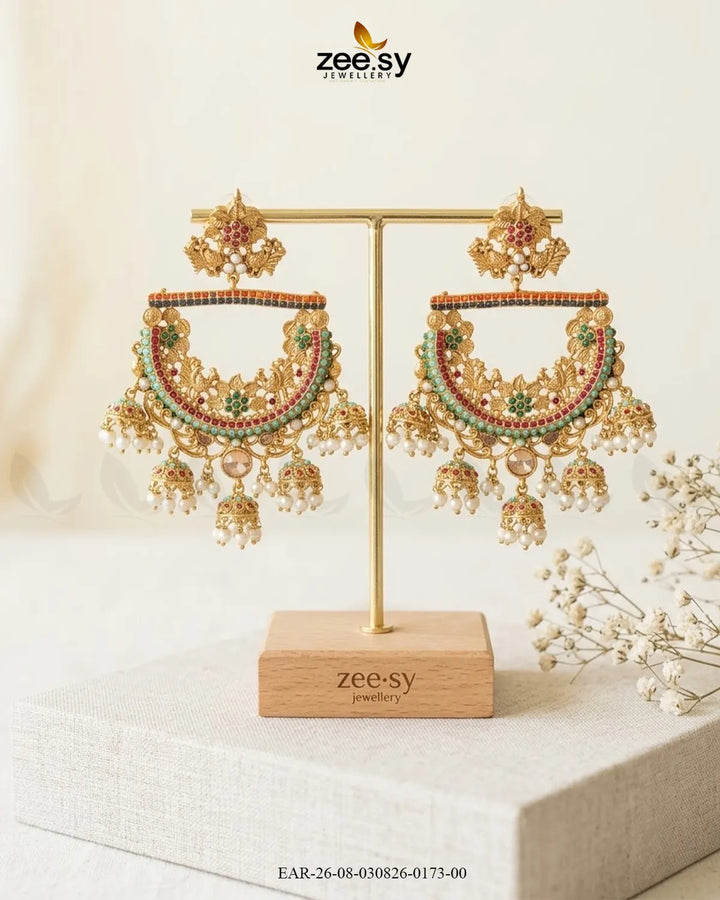 Rangmahal Chandbali Pearl Earrings