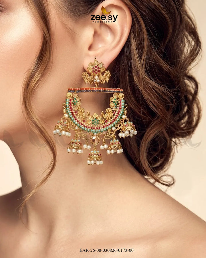 Rangmahal Chandbali Pearl Earrings