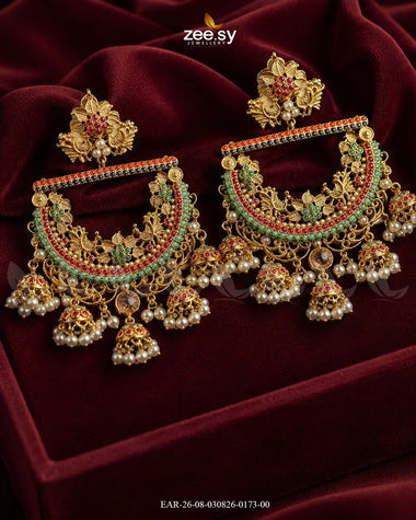 Rangmahal Chandbali Pearl Earrings