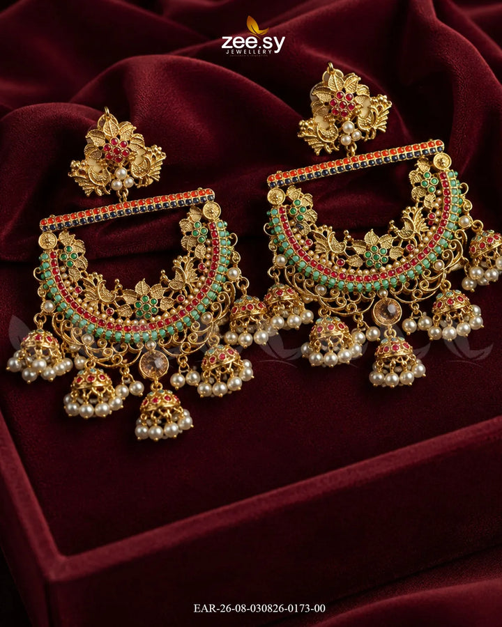 Rangmahal Chandbali Pearl Earrings