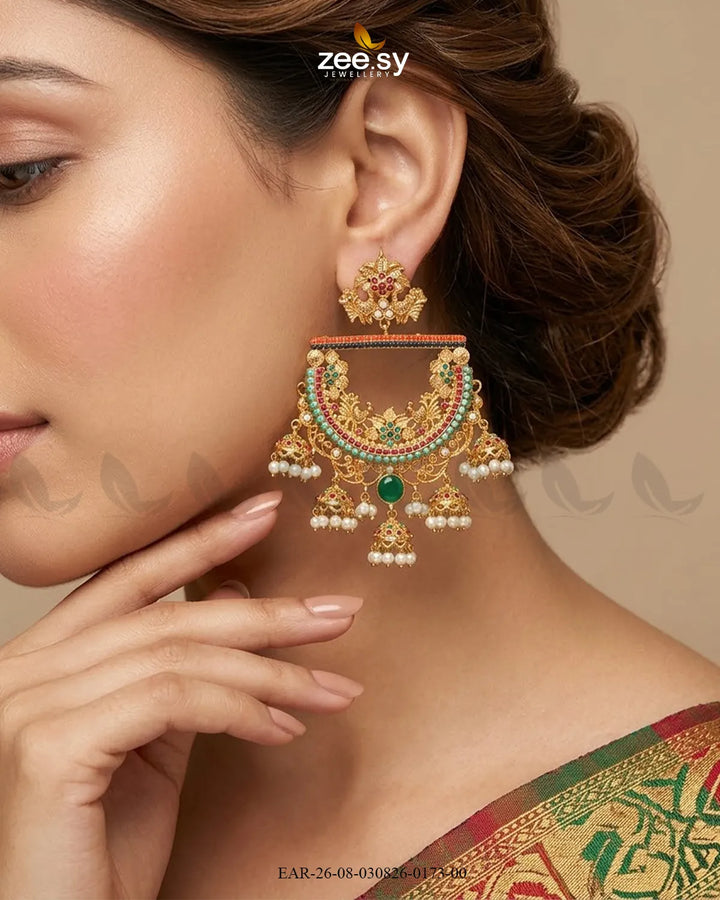 Rangmahal Chandbali Pearl Earrings