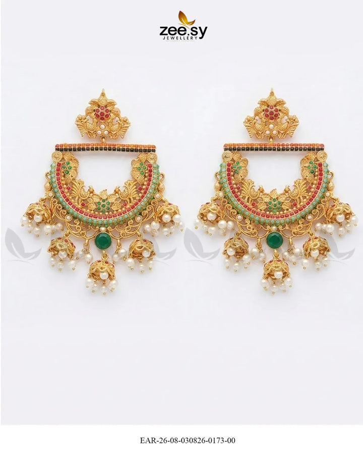 Rangmahal Chandbali Pearl Earrings