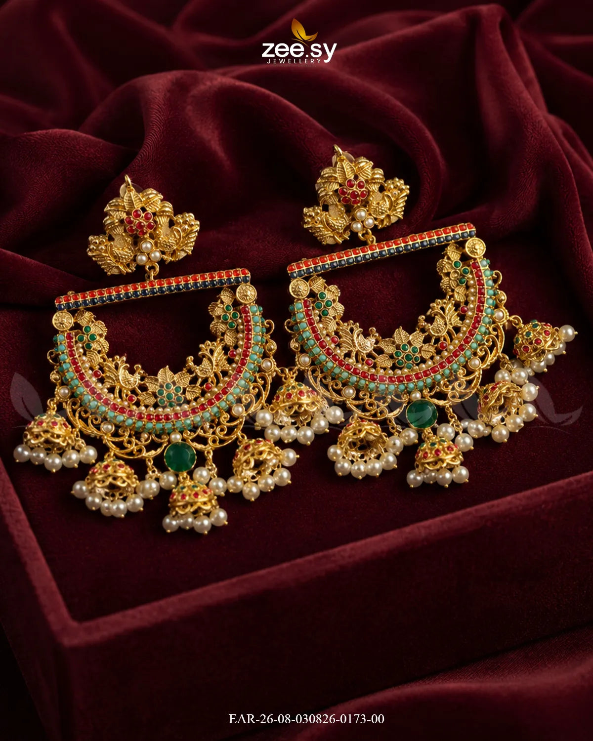 Rangmahal Chandbali Pearl Earrings