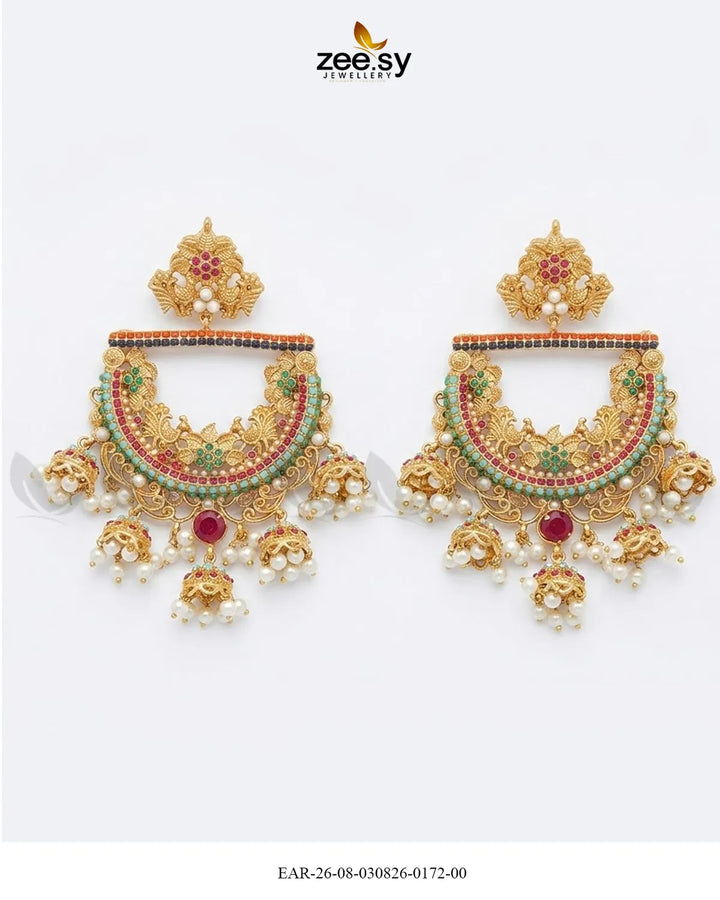 Rangmahal Chandbali Pearl Earrings