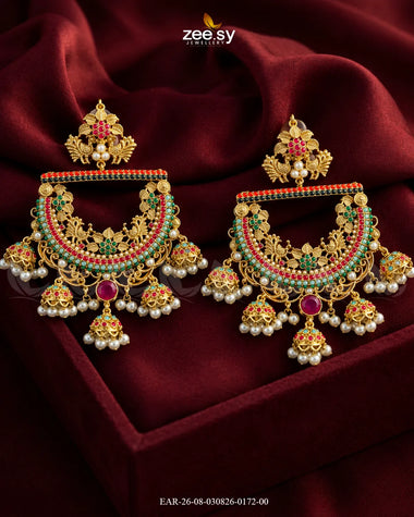 Rangmahal Chandbali Pearl Earrings