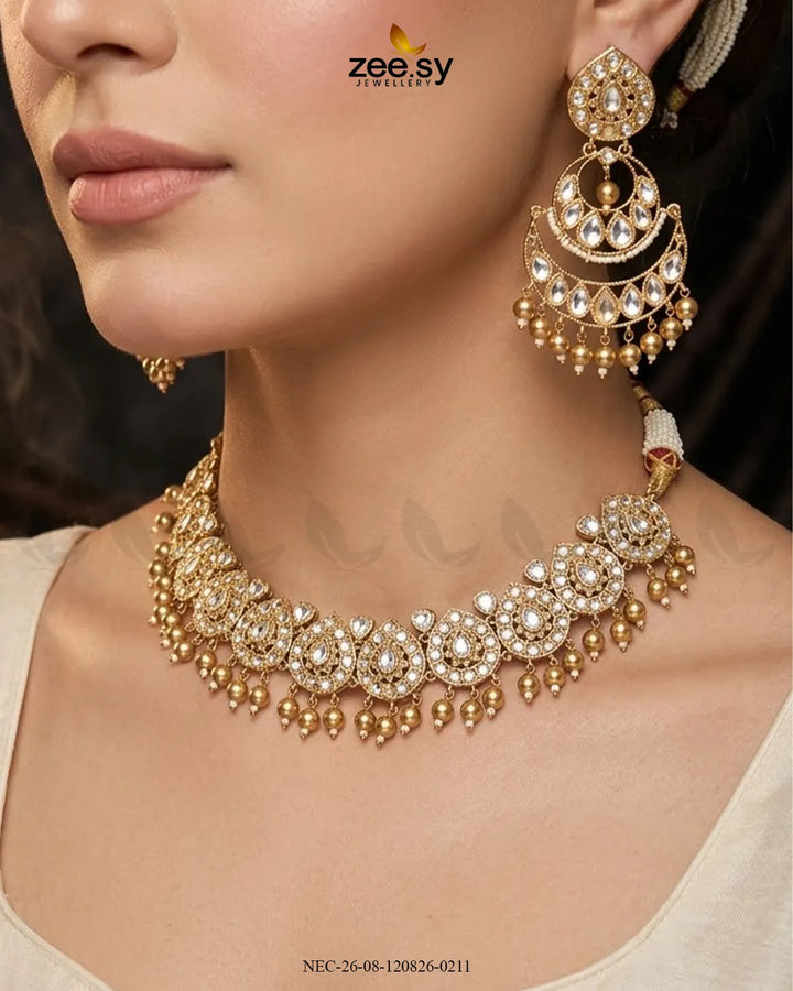 Refined Kundan Pearls Necklace Set