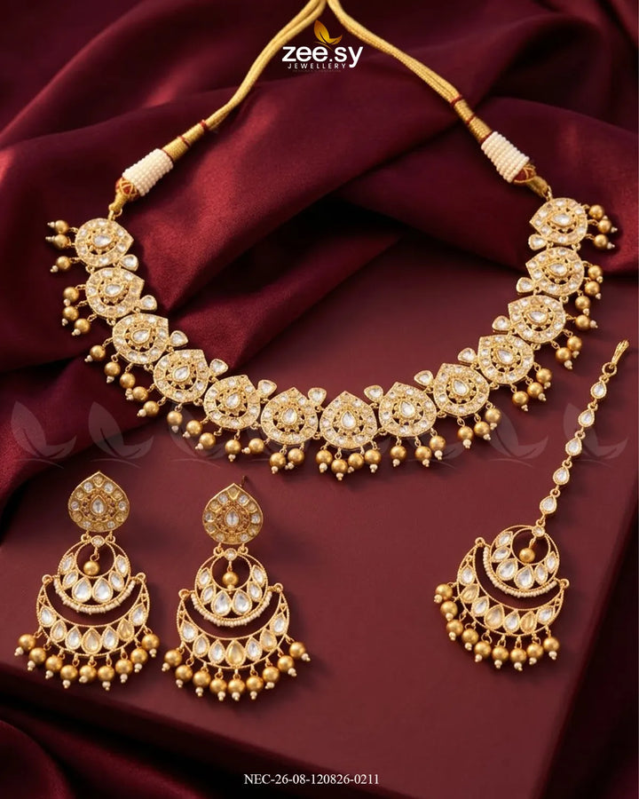 Refined Kundan Pearls Necklace Set