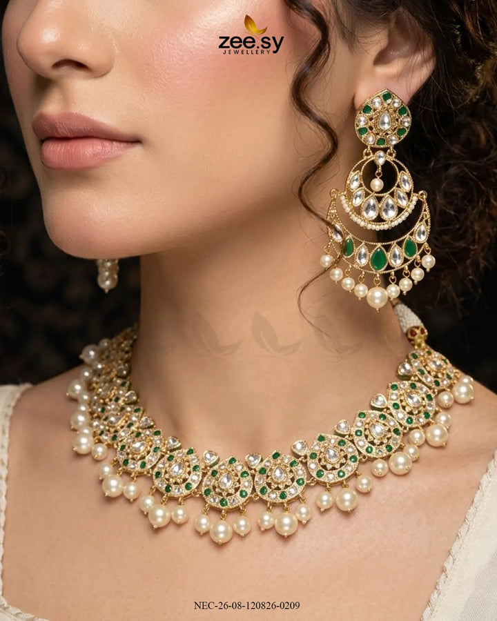 Refined Kundan Pearls Necklace Set
