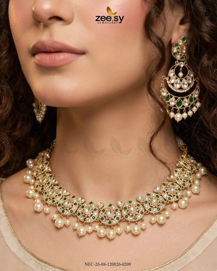 Refined Kundan Pearls Necklace Set