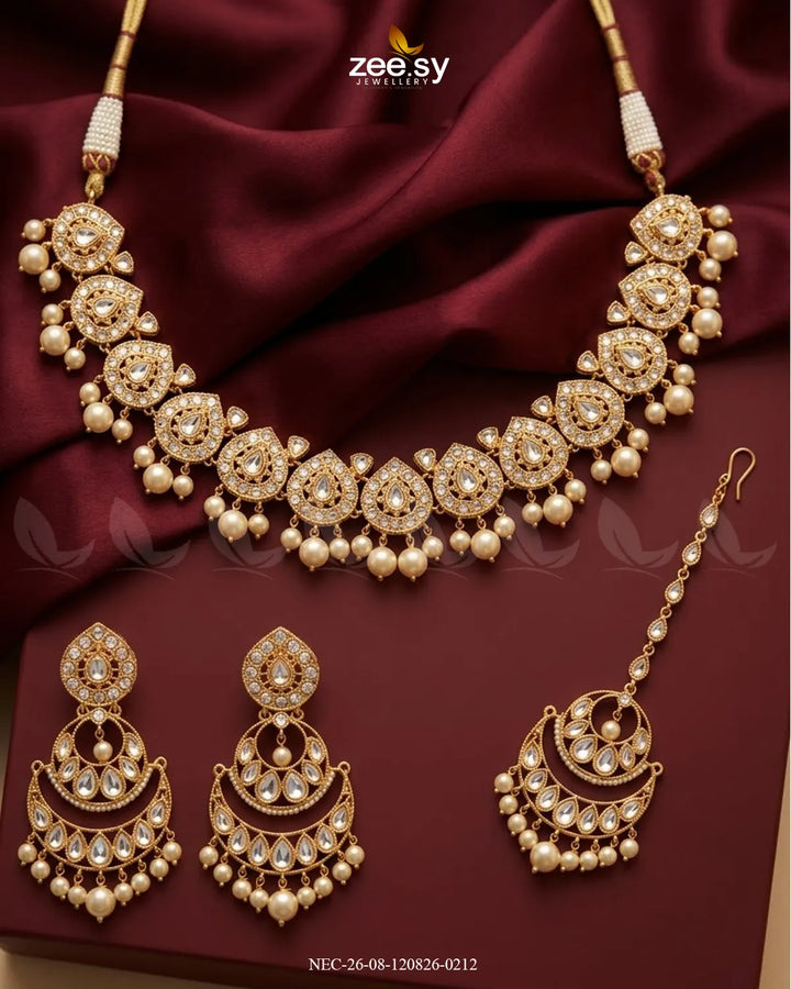 Refined Kundan Pearls Necklace Set