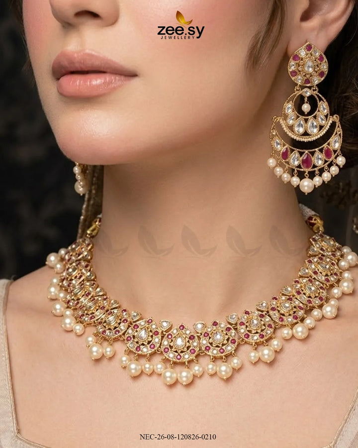 Refined Kundan Pearls Necklace Set