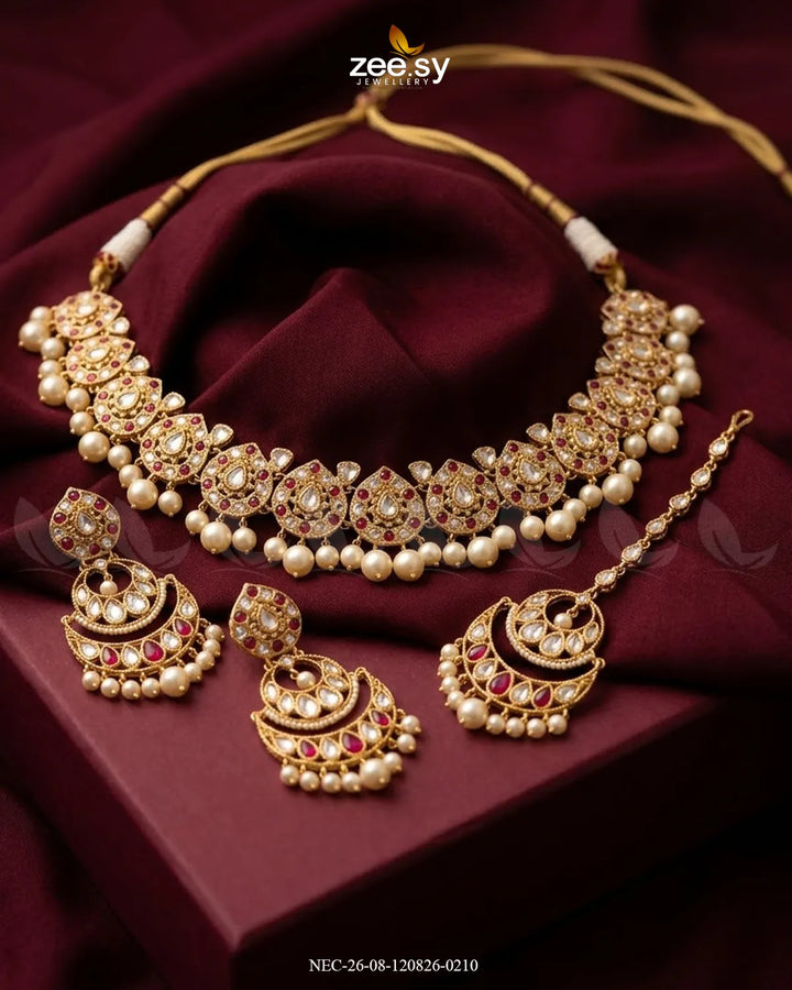 Refined Kundan Pearls Necklace Set