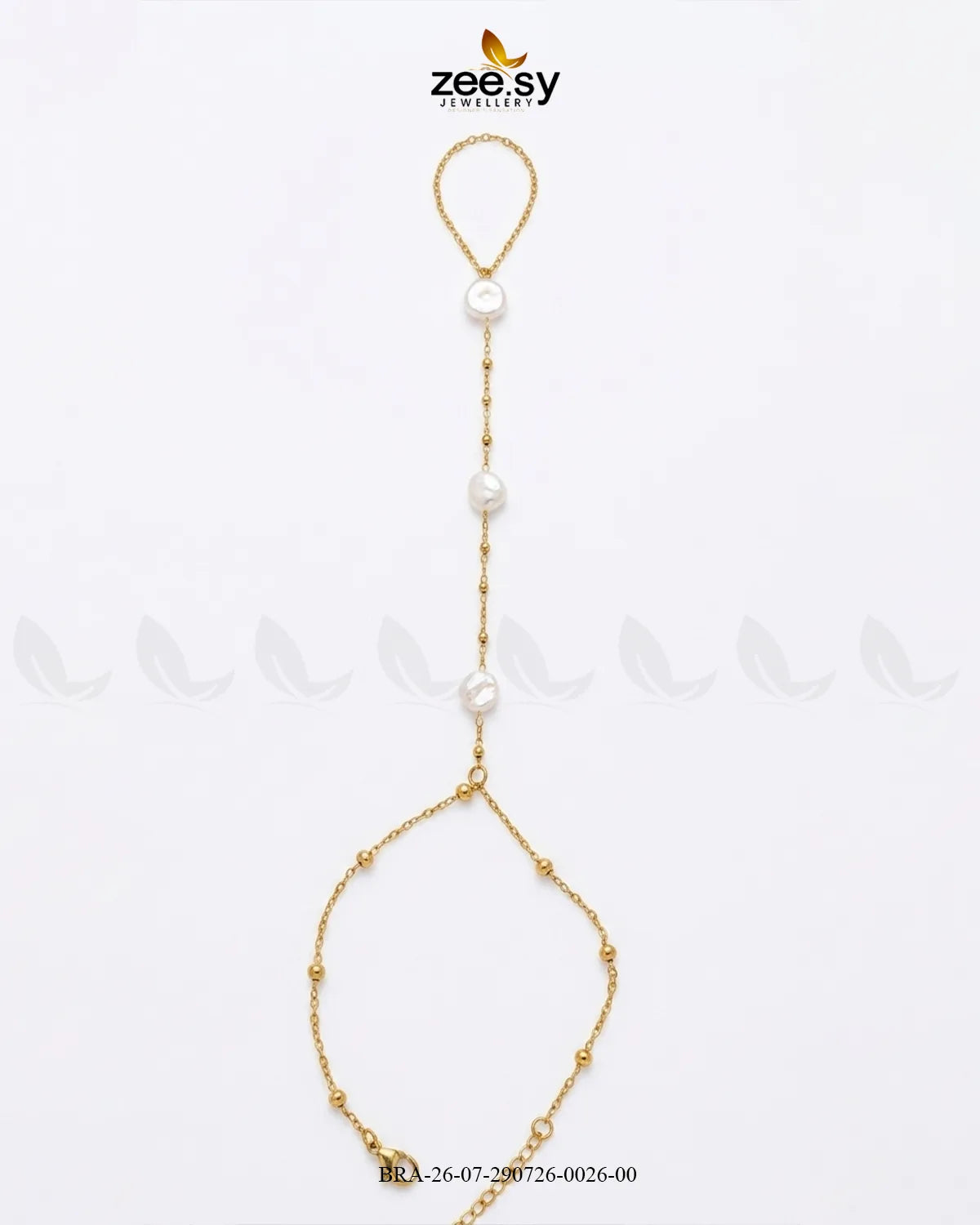 Refined Triple Pearl Finger Bracelet Bracelet - Zeesy Jewellery Pakistan | Premium Artificial & Imitation Jewellery