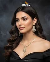 Regal Diamond Cluster Necklace Set - Zeesy Jewellery