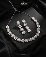 Regal Diamond Flower Necklace Set - Zeesy Jewellery