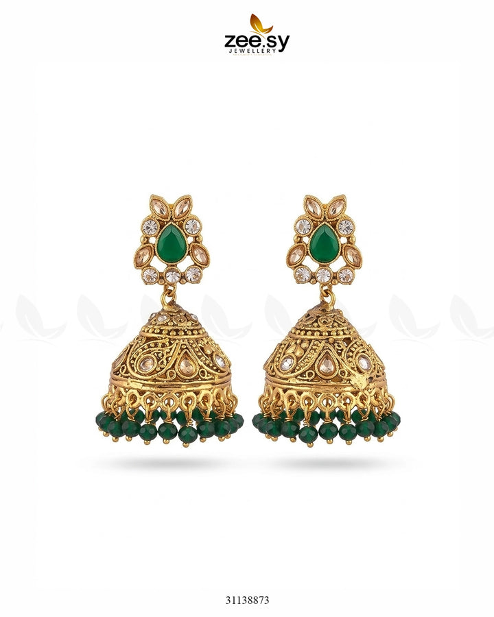 Regal Drop Stone Jhumka Earrings Earrings - Zeesy Jewellery Pakistan | Premium Artificial & Imitation Jewellery