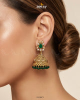Regal Drop Stone Jhumka Earrings