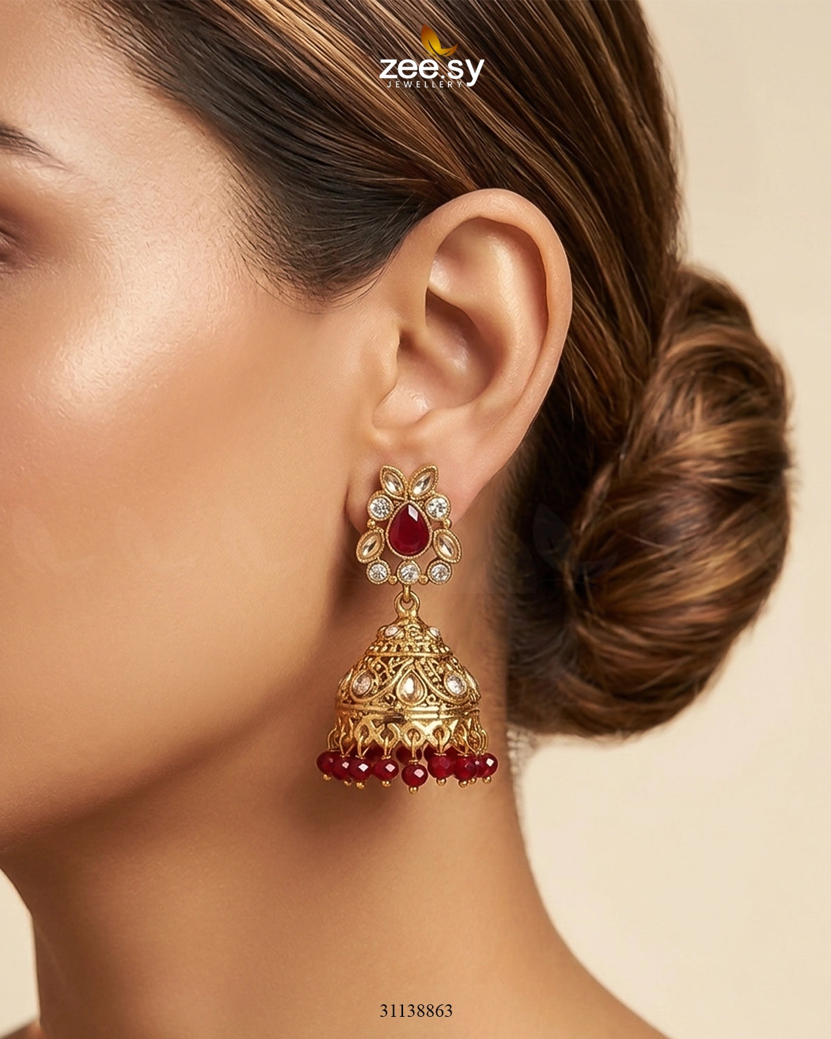 Regal Drop Stone Jhumka Earrings Earrings - Zeesy Jewellery Pakistan | Premium Artificial & Imitation Jewellery