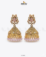 Regal Drop Stone Jhumka Earrings