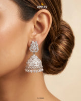 Regal Drop Stone Jhumka Earrings