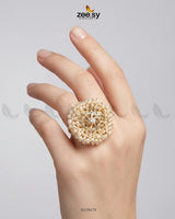Regal Pearl Floral Ring Finger Ring - Zeesy Jewellery Pakistan | Premium Artificial & Imitation Jewellery