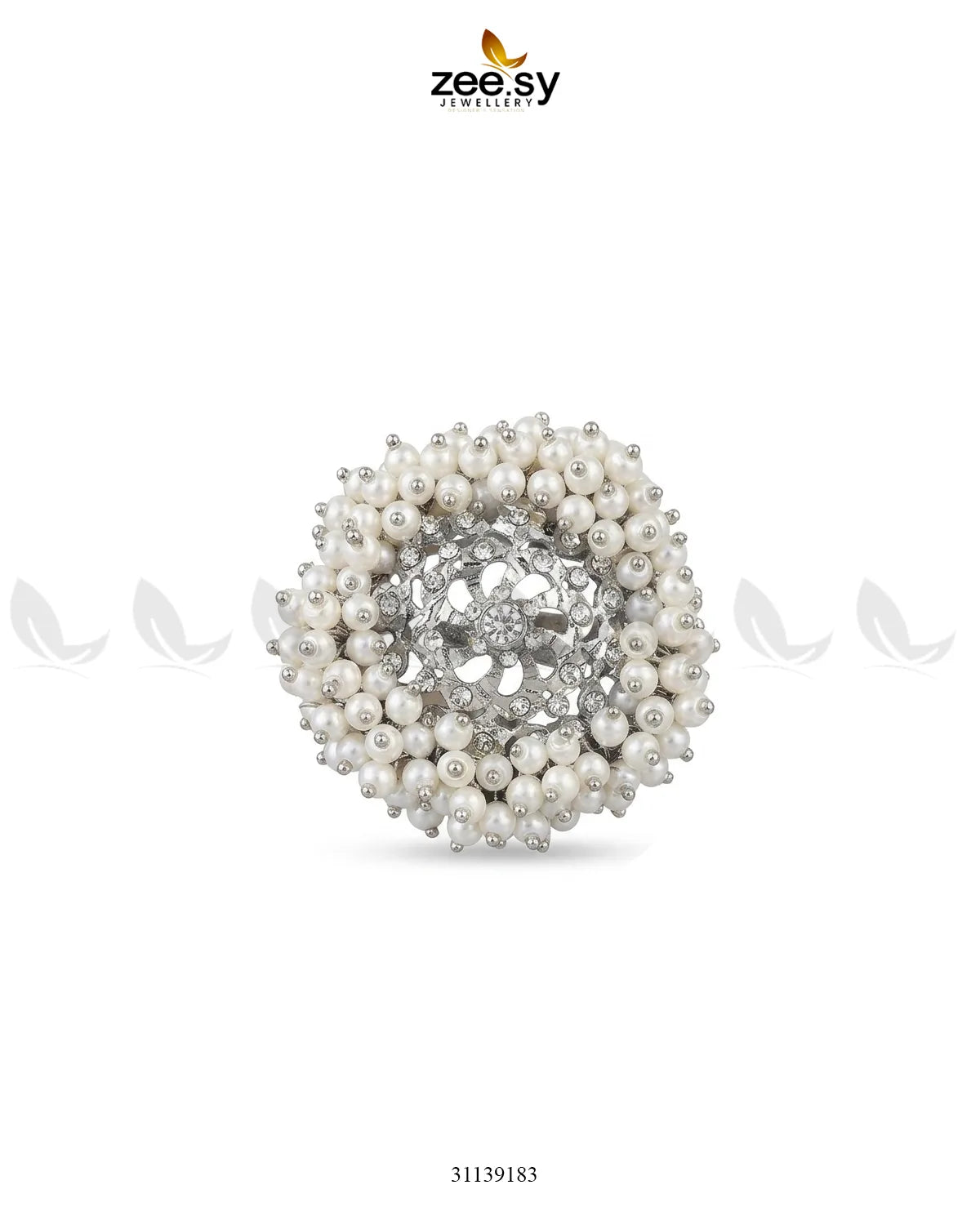 Regal Pearl Floral Ring Finger Ring - Zeesy Jewellery Pakistan | Premium Artificial & Imitation Jewellery