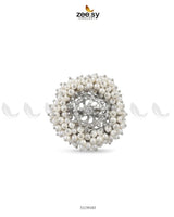 Regal Pearl Floral Ring Finger Ring - Zeesy Jewellery Pakistan | Premium Artificial & Imitation Jewellery