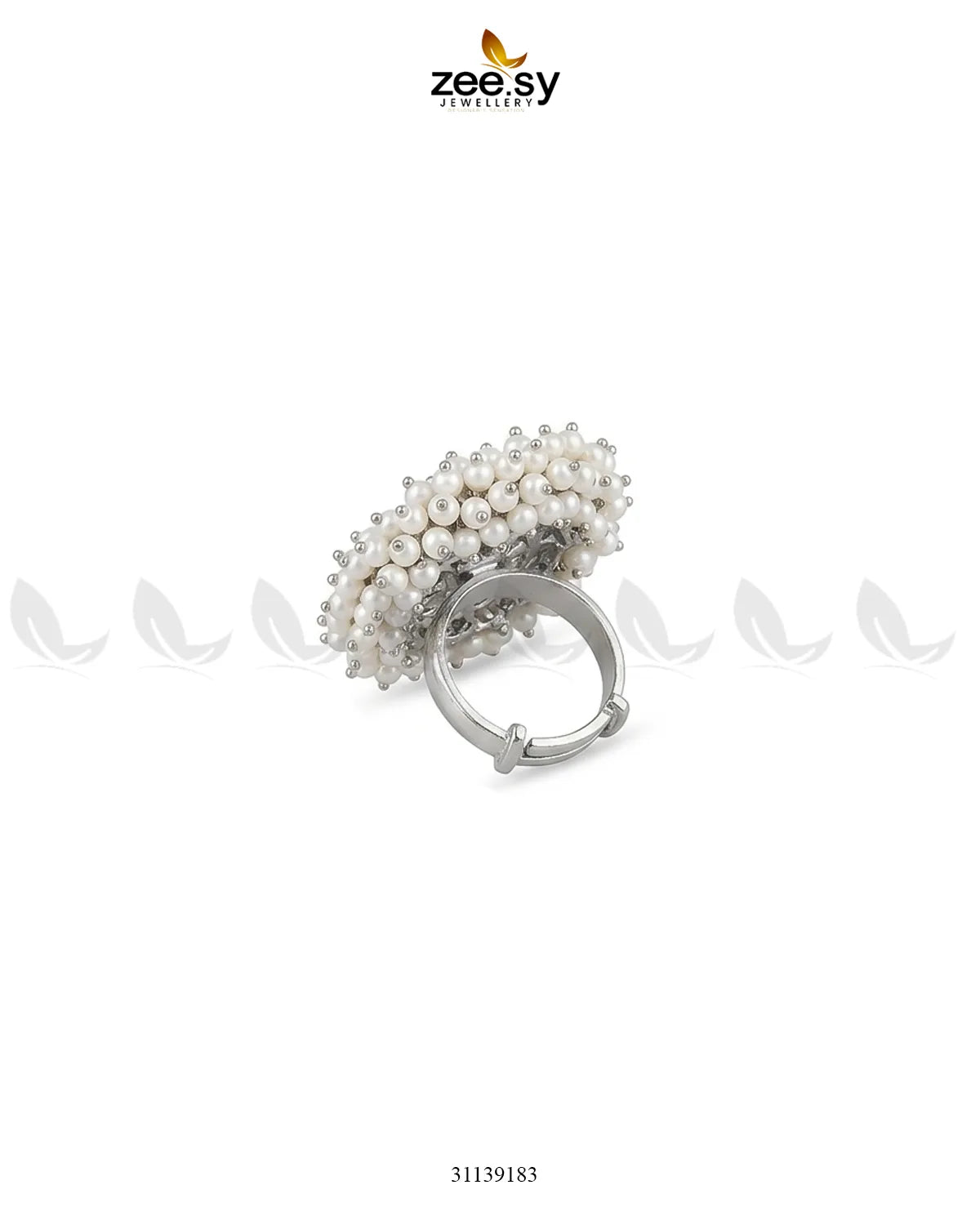 Regal Pearl Floral Ring Finger Ring - Zeesy Jewellery Pakistan | Premium Artificial & Imitation Jewellery