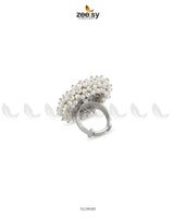 Regal Pearl Floral Ring Finger Ring - Zeesy Jewellery Pakistan | Premium Artificial & Imitation Jewellery