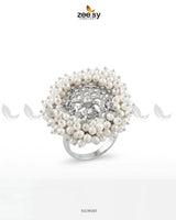 Regal Pearl Floral Ring Finger Ring - Zeesy Jewellery Pakistan | Premium Artificial & Imitation Jewellery