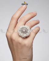 Regal Pearl Floral Ring Finger Ring - Zeesy Jewellery Pakistan | Premium Artificial & Imitation Jewellery