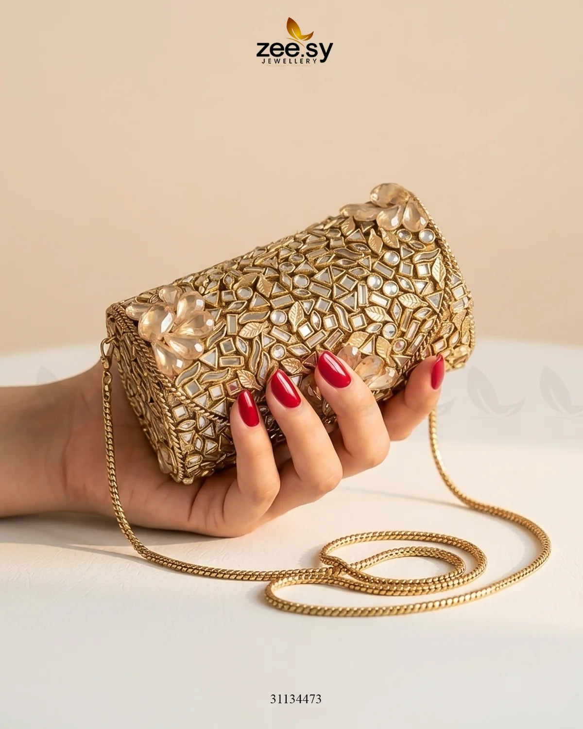 Regal Spark Floral Clutch Bag ACCESSORIES - Zeesy Jewellery Pakistan | Premium Artificial & Imitation Jewellery
