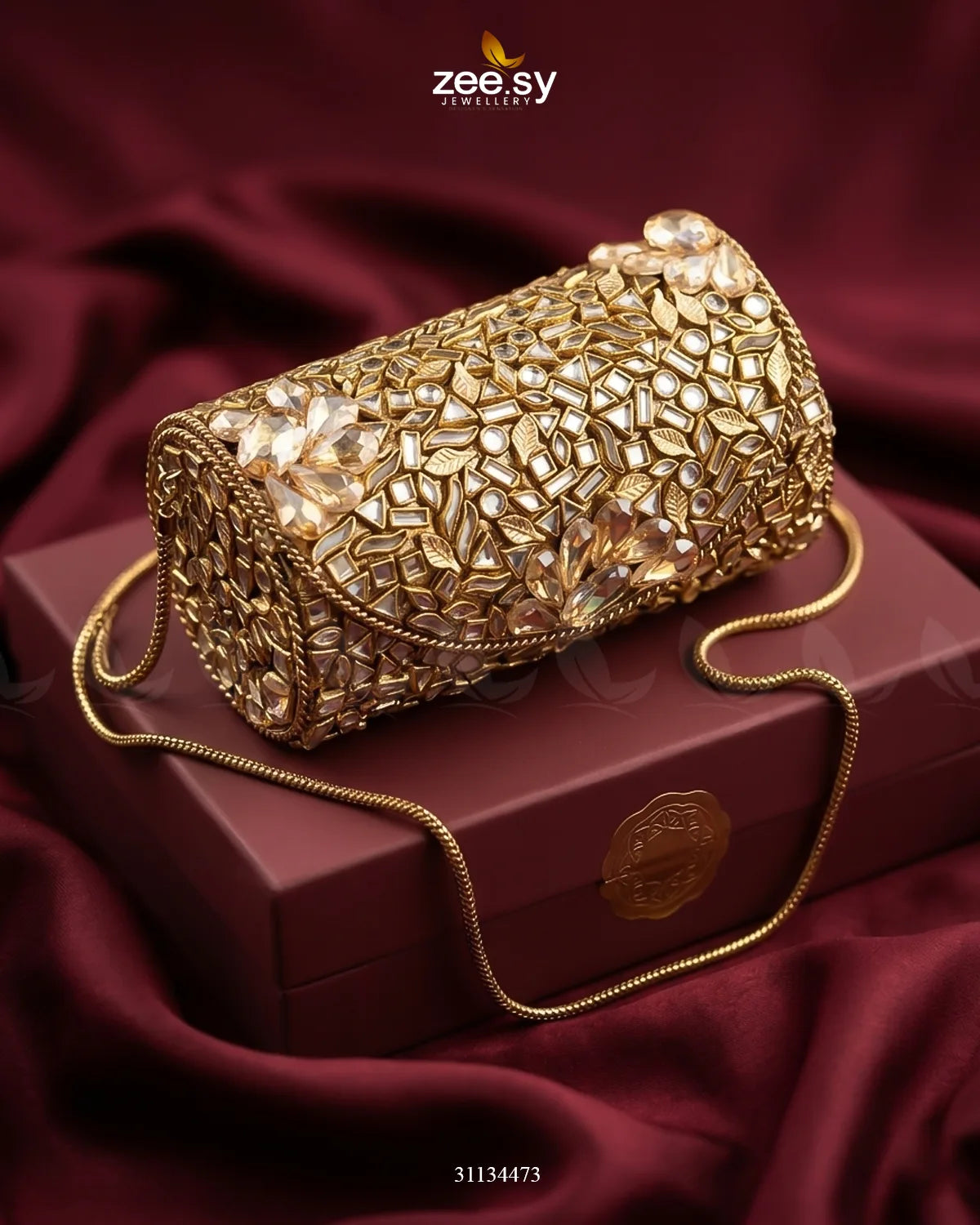 Regal Spark Floral Clutch Bag ACCESSORIES - Zeesy Jewellery Pakistan | Premium Artificial & Imitation Jewellery