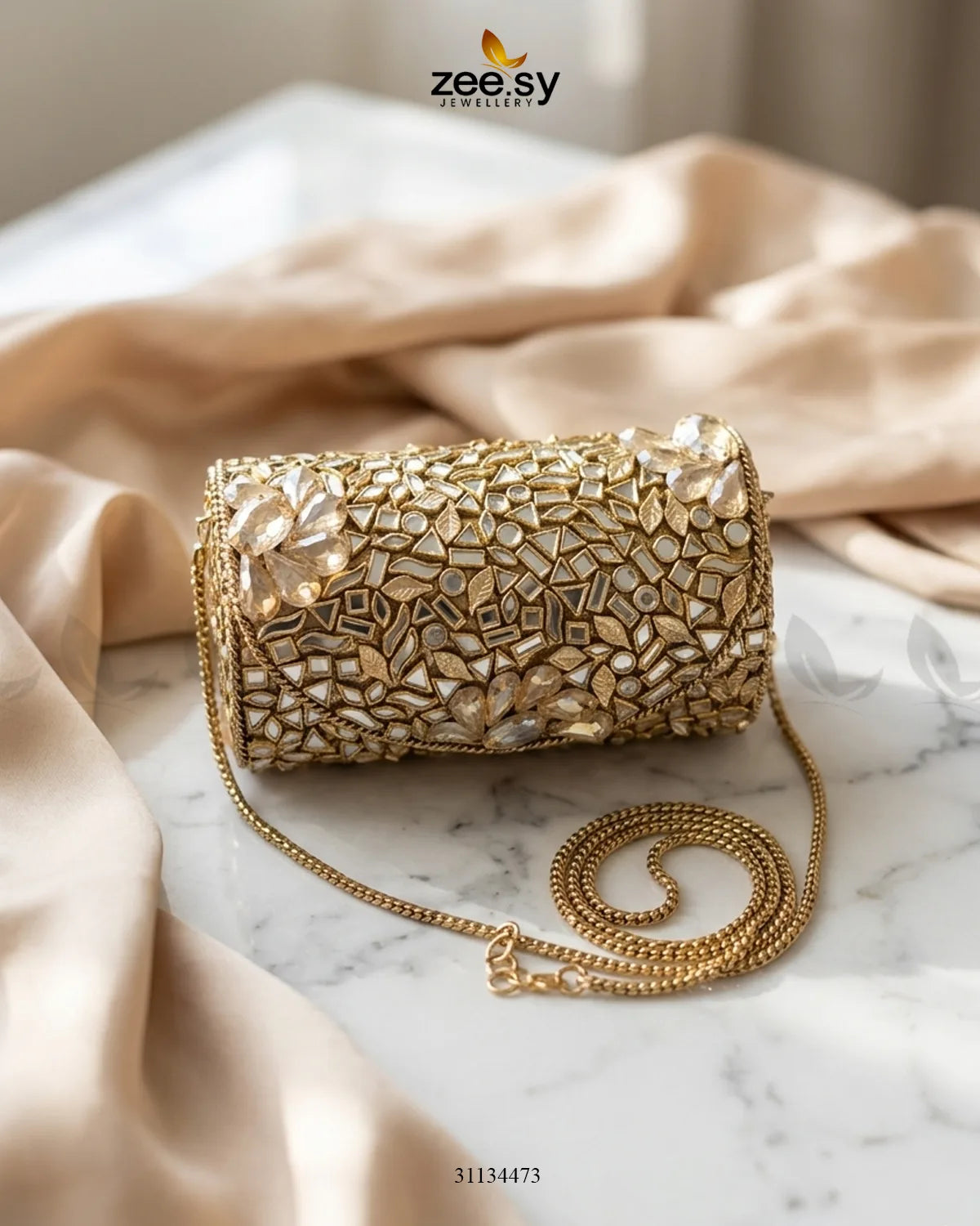 Regal Spark Floral Clutch Bag ACCESSORIES - Zeesy Jewellery Pakistan | Premium Artificial & Imitation Jewellery
