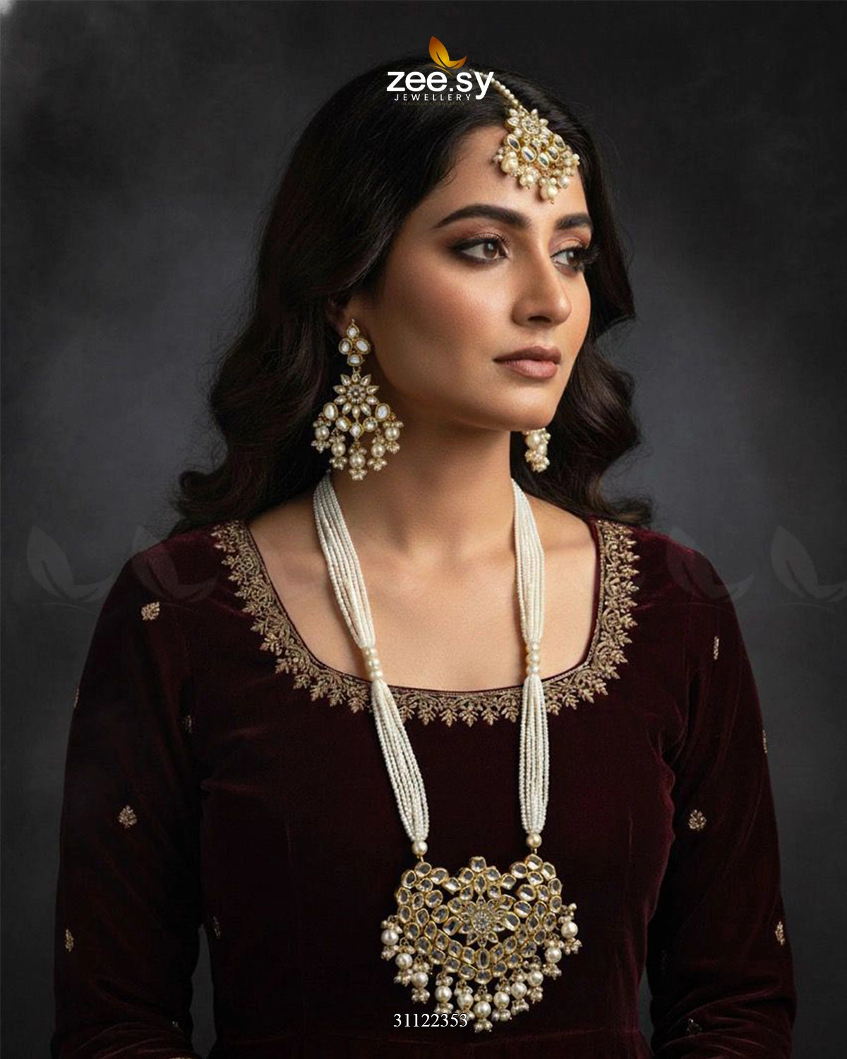 Regal Kundan Malla Necklace Set - Zeesy Jewellery