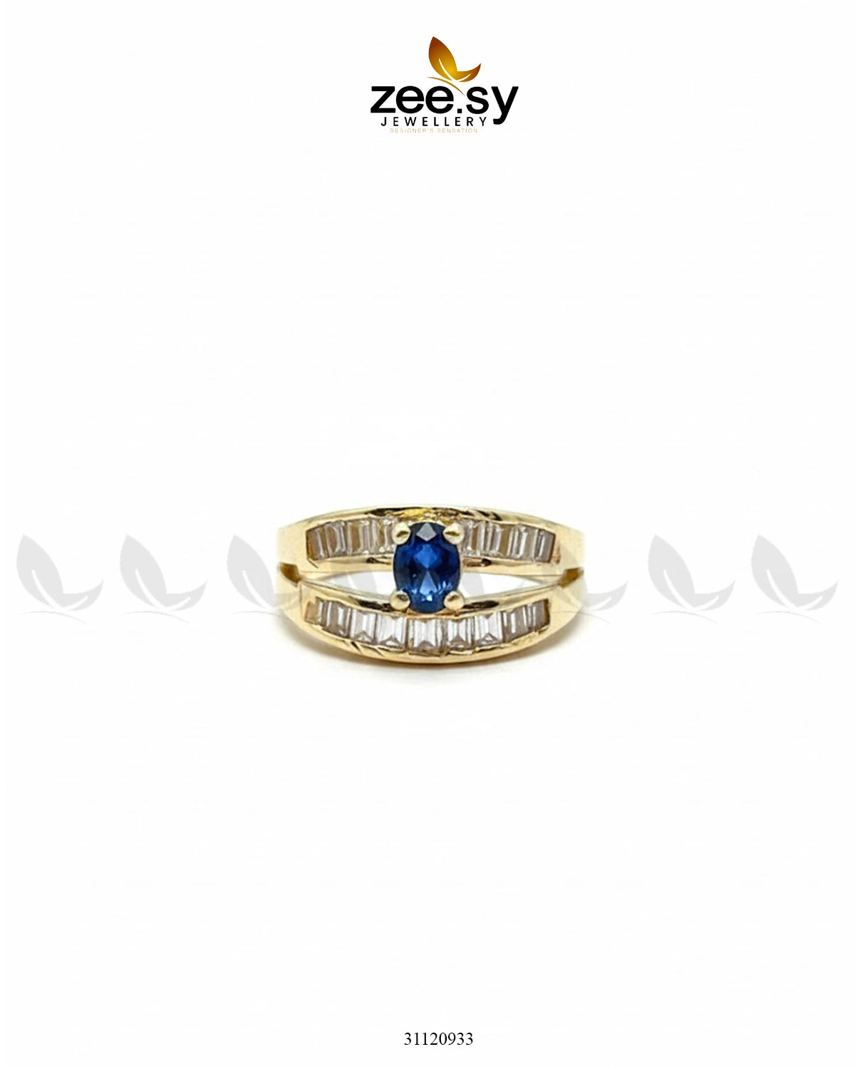 Regal Solitaire Cluster Ring Golden Blue - Zeesy Jewellery