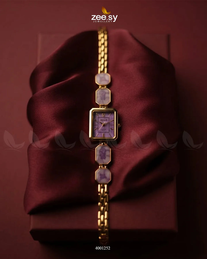 Purple retro square dial watch by AJ03, featuring a stylish vintage-inspired design and classic watch accessories.