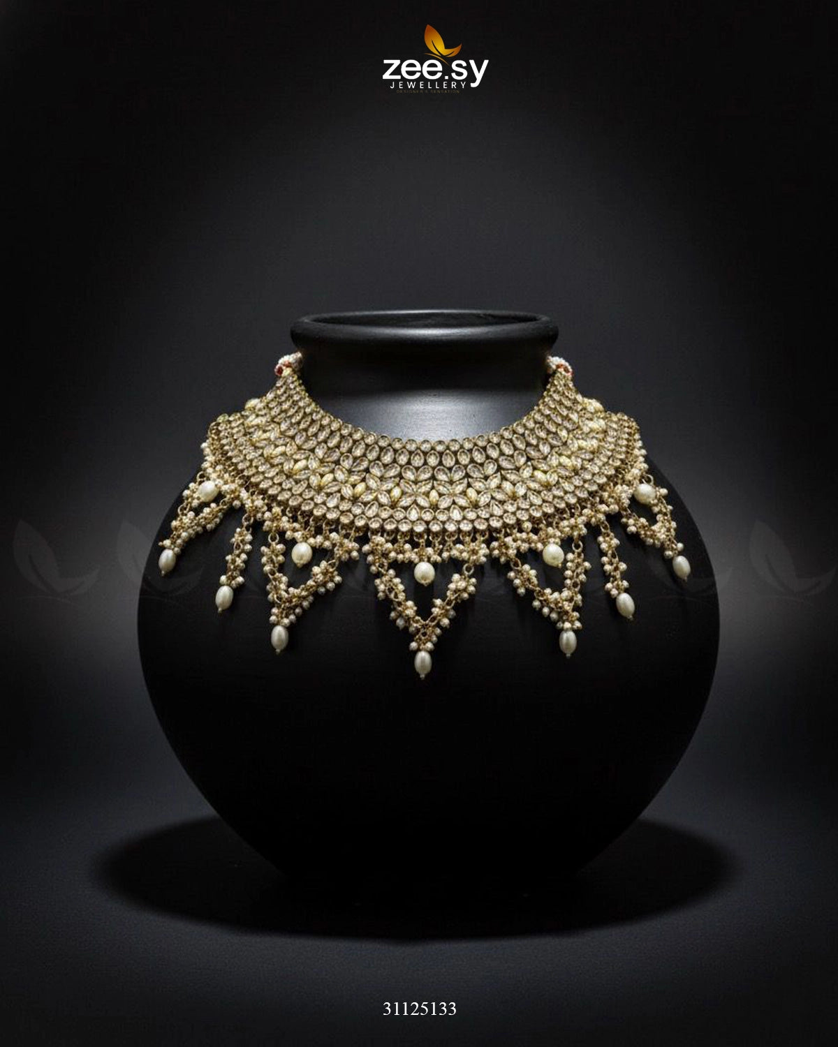 Rich Bold Hand Sculpt Bridal Set Champagne - Zeesy Jewellery