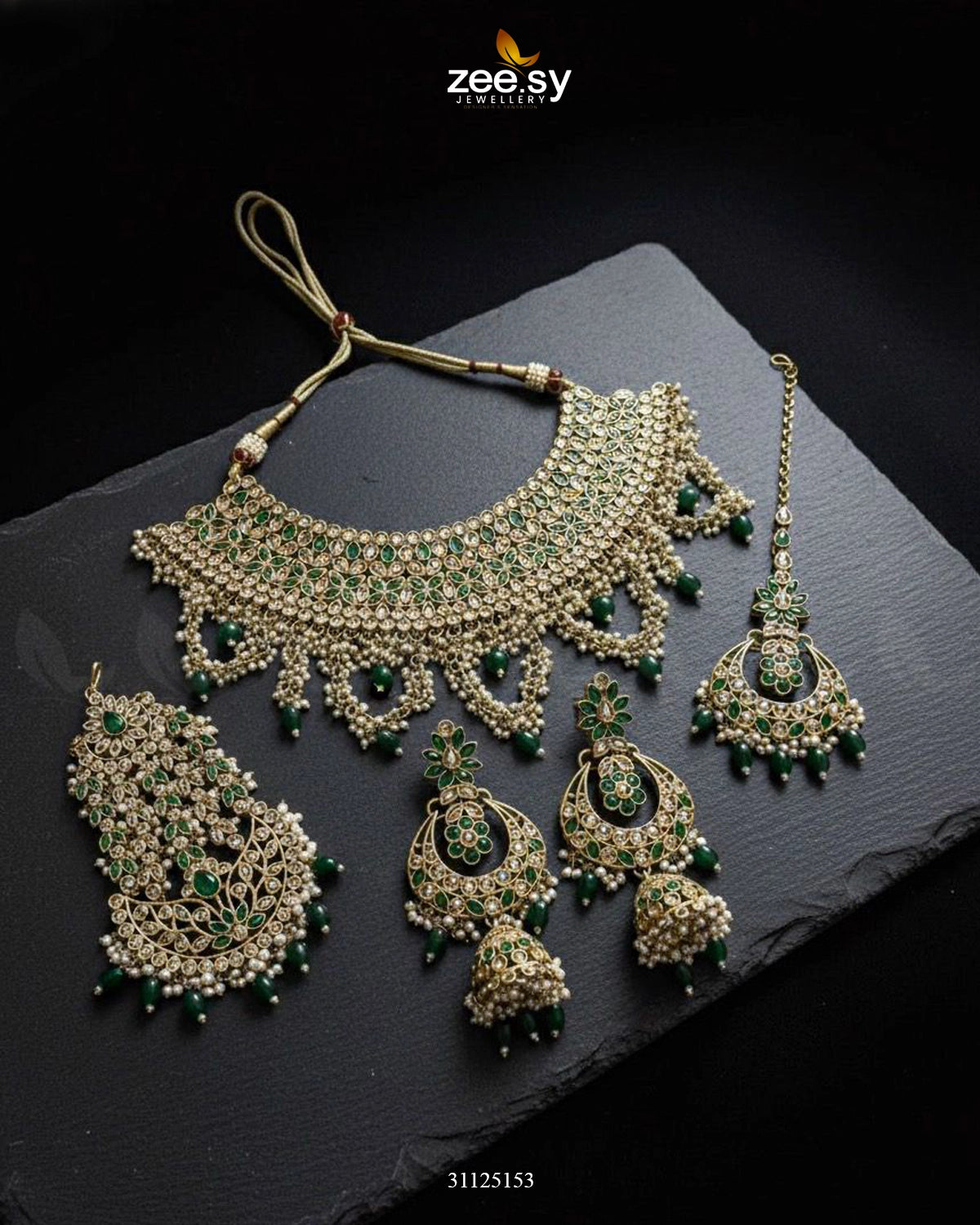 Rich Bold Hand Sculpt Bridal Set - Zeesy Jewellery