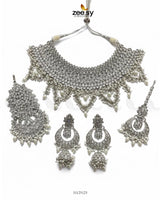 Rich Bold Hand Sculpt Bridal Set Silver - Zeesy Jewellery