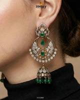 Rich Chandbali Zirconia earrings featuring intricate designs and sparkling zirconia stones, perfect for elegant occasions.